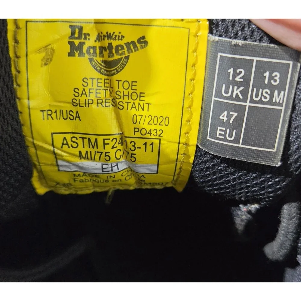 Dr. Martens Industrial Work Boots Men's US 13 Black Leather Steel Toe F2413-11